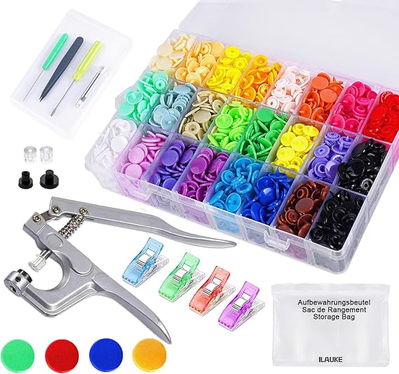 400 Set Frosted Poppers Fasteners,T5 Plastic Press Studs with Pliers