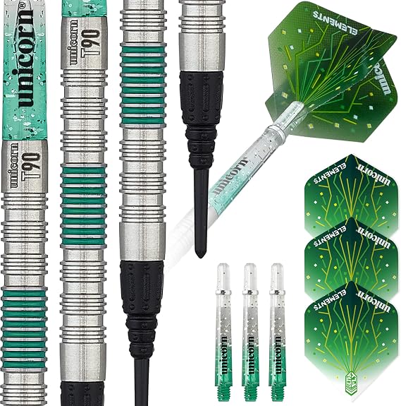 Unicorn Soft Tip Darts Set - Core T90 & T95 Series - 90% & 95% Tungsten Barrels with Colour Accents - 18 g, 19 g, 20 g, 21 g, 22 g or 23 g