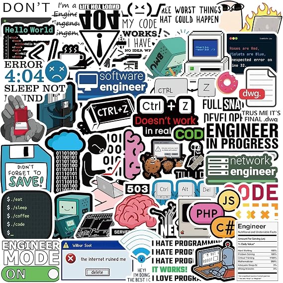 50 Pieces Programming Stickers for Water Bottle|Vinyl Waterproof Sticker Laptop Skateboard Phone Car Decals for Teens Adults Party Favors Supplies Decor (Hackers Decals)