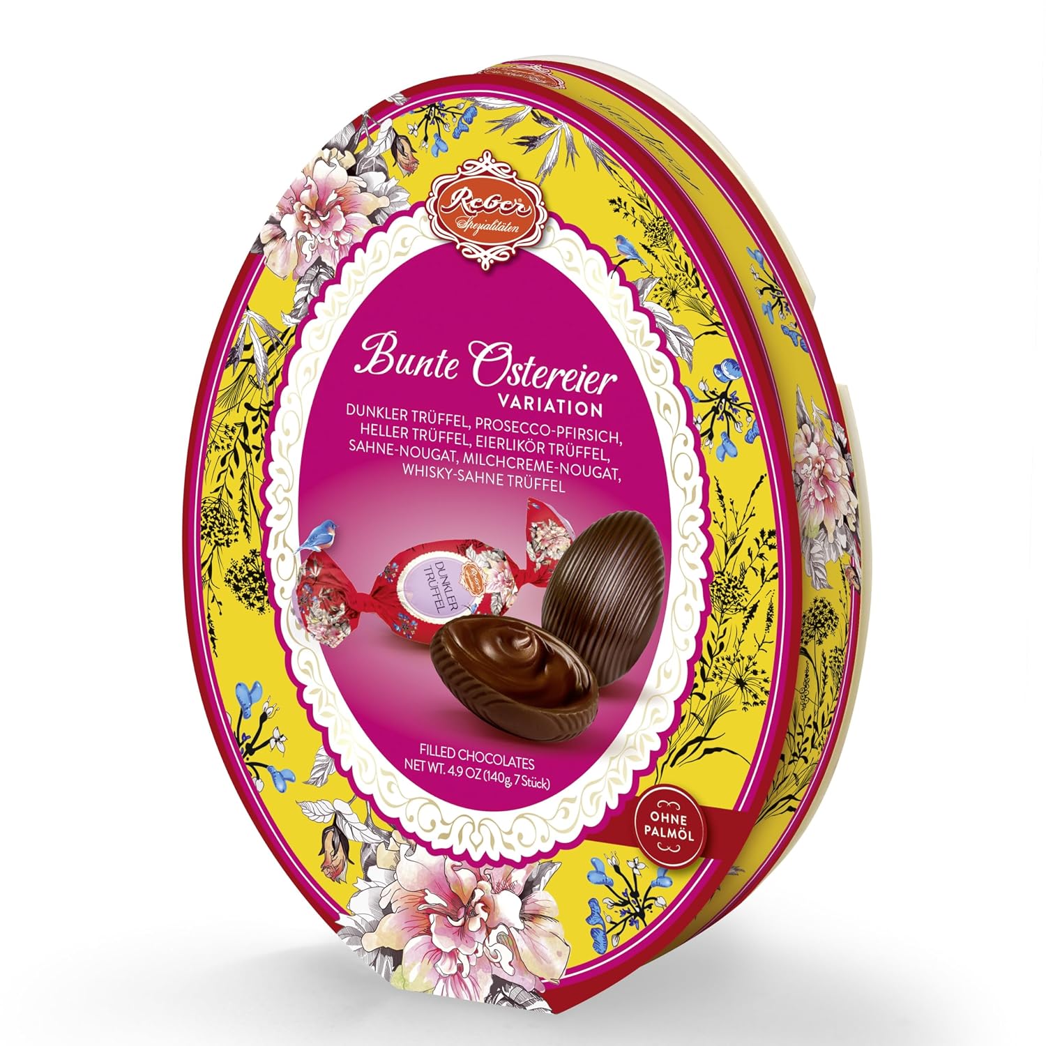 Reber Easter Chocolate Eggs Colourful Mix with Truffle & Nougat Elegant Confectionery Specialty Gift Idea for Easter & Gourmets