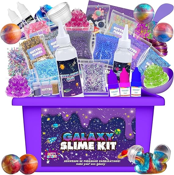 Funewest DIY Galaxy Slime Making Kit for Kids Ages 8-12 | DIY Slime Kit with Fluffy Butter Cloud and Slime Activator All-in-one Kits for Boys Girls Birthday Presents