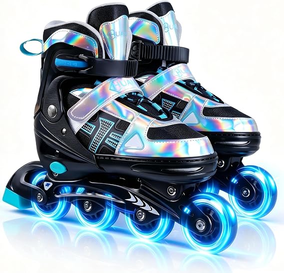Adjustable Inline Skates for Kids and Adults - Roller Skates for Gilrs and Boys with Light Up Wheels, 4 Size Adjustable, Roller Blades Women Adult Men Youth Children Beginners
