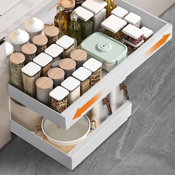 Removable Drawers for Kitchen, Sliding Drawers for Kitchen, Removable Tray Cupboard, Organizer, No Drilling or Nailing, Removable Tray Cupboard