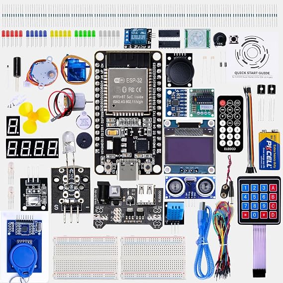 ELEGOO Arduino ESP-32 Starter Kit with Tutorial, Development Board, USB-C, Dual Core Microcontroller, AP/STA/AP+STA Support, CP2102 Chip, Compatible with Arduino IDE