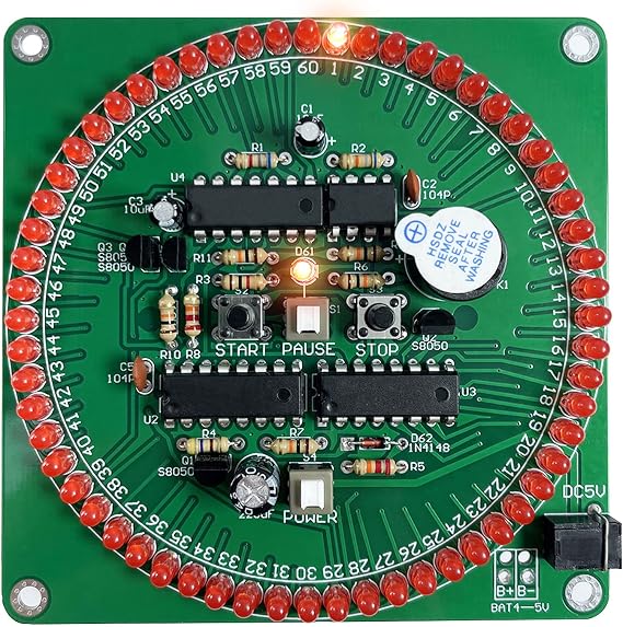 Timer Kit 60 Second DIY Electronic Production Timer with 61 Red LEDs