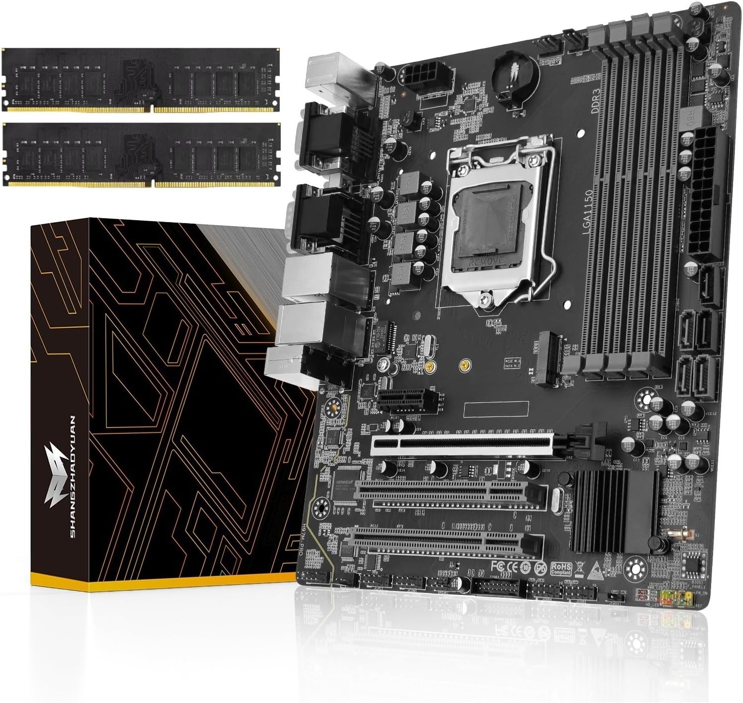 SHANGZHAOYUAN H97 Strong LGA 1150 Motherboard Compatible with 4th Gen Intel Core i7/i5/i3/E3 Processor (Mini ITX DDR3 PCIe 3.0 NVME M.2 SATA 6Gb/s VGA/DVI/HDMI Compatible WiFi M.2 Dual LAN)