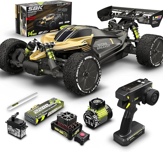 RIAARIO 1/10 Brushless RC Cars, RTR, Beginner, MAX 50+ MPH, Metal Drivetrain, 4WD, Waterproof Electronics, Carbon Fiber, Black, Ages 14+