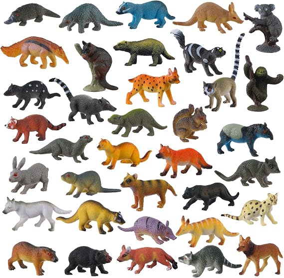 JOKFEICE Small Animal Figures for Kids 36 Pieces Realistic Forest Animal Baby Figures Forest Dweller Figures Educational Toys for Science Projects Cake and Party Decoration