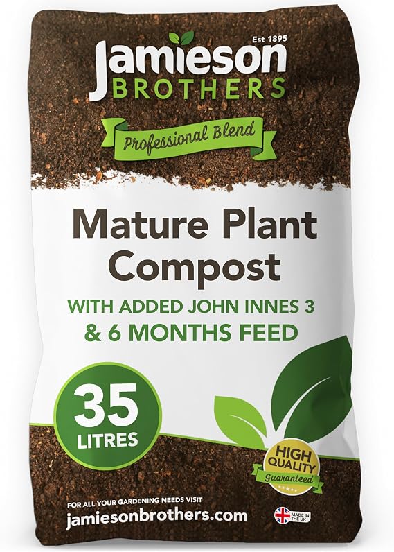 John Innes No. 3 Mature Plant Compost 35L Bag with 6 Months Feed for Established Plants, Shrubs, Trees and Long-Term Containers by Jamieson Brothers