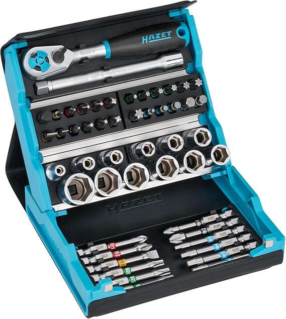 HAZET SmartCase Steckschlüsselsatz 2200SC-2, 50-teiliges Werkzeug Steckschlüssel-Set, Antrieb: Sechs- & Vierkant 6,3 mm (1/4 Zoll)