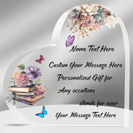 Custom Gifts, Personalised Gift for Family,The Love Between Family Knows No Distance Gift,Clear Heart-Shaped Acrylic Family Gift Ideas Paperweight Keepsake for Home Decoration 3 pcs/Pack