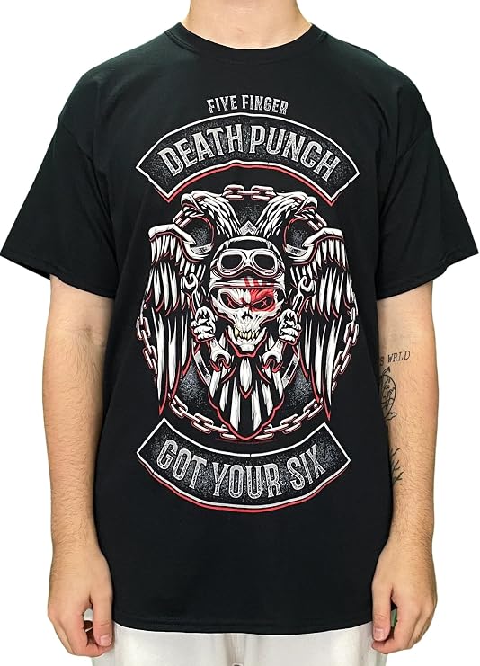 Five Finger Death Punch Men's Biker Badge T - Shirt (Pack of 1)