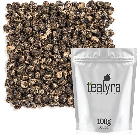 Tealyra - Imperial Jasmine Dragon Pearls - Green Tea Loose Leaf - Premium Jasmine Green Tea with Pleasant Aroma - 100 Gram