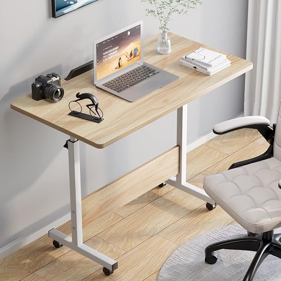 Height-adjustable Desk with Casters, Portable Laptop Desks, Rolling Standing Desk, Small PC Desk for Home Office, 80 x 40 cm