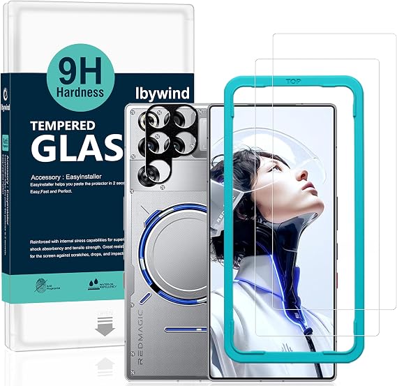 Ibywind Screen Protector for ZTE nubia RedMagic 11 Pro/11 Pro+/11S Pro/11S Pro+ 5G, 2 Pieces 9H Hardness Tempered Glass and Camera Lens Protector, Easy to Install
