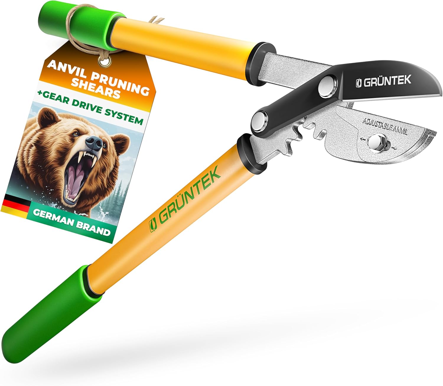 GRÜNTEK Anvil Pruning Loppers 470 mm, SHARP lopping shear GRIZZLY 470 mm, with Gear Drive cutting system. TWO in ONE Secateur and loppers !!