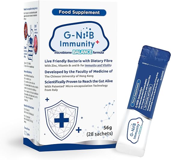 G-NiiB Immunity (SIM01) – Supplement with Live Friendly Bacteria, Dietary Fibres, Zinc, B6 and B1, 28-Day 7 Days use