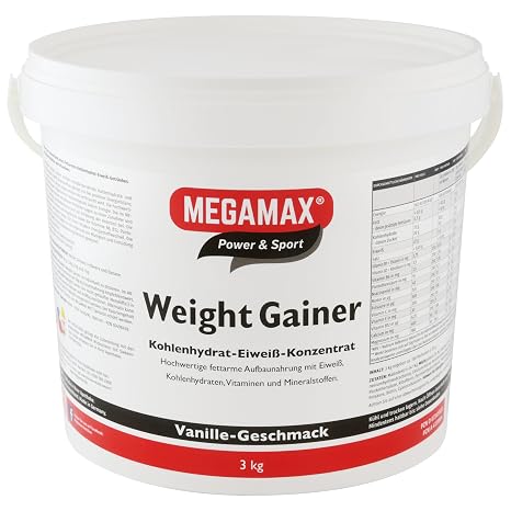 Megamax Weight Gainer Vanilla 3 kg 0.5% Fat Vitamins High-Quality Carbohydrates & Proteins Ideal for Hard Gainers and Underweight Building Food for Mass Phase Mass Building & Gaining
