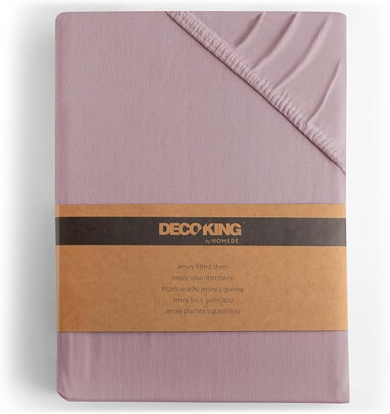 DecoKing Fitted Sheet Single 100% Combed Cotton Soft Jersey Bed Sheet 80x200-90x200 cm Heather Amber