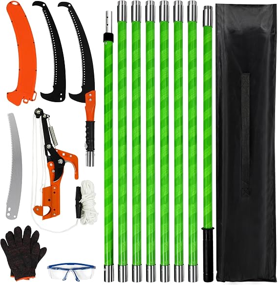 REDCAMP 27FT Tree Pruner Long Reach,Extendable Pruning Saw Tree Pruner