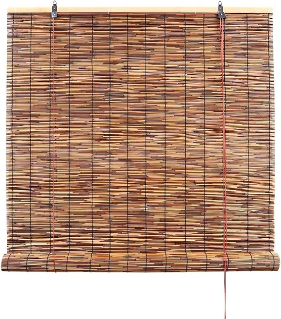 Bamboo Roller Blinds for Windows, Light Filtering Roll Up Shades for Indoor Outdoor Patio 60 85 90 120 135 150 160, Privacy Sun Shade UV Protection (Custom Sizes)(75 cm x 180 cm)