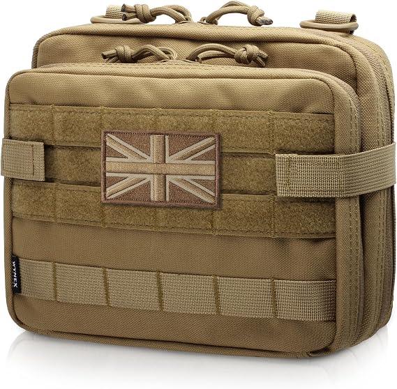 WYNEX Tactical Large Admin Pouch of Double Layer Design, Molle EDC EMT Utility Pouch with Map Sleeve Modular Tool Pouch Large Capacity Flag Patch
