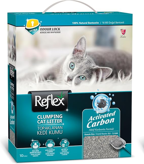Reflex aktif Karbonlu Topaklanan Kedi Kumu, 10 L [Enerji Sınıfı A+]