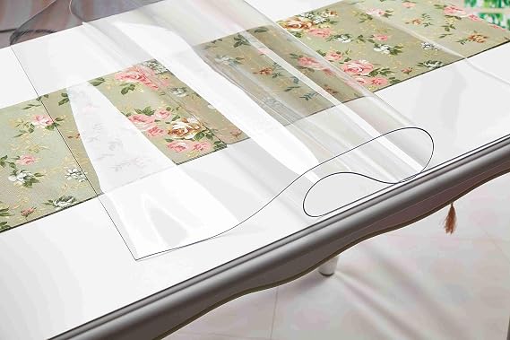 1.5mm Clear Plastic Table Cloth Cover Wipeable PVC Waterproof Table Protector (100x70 cm)
