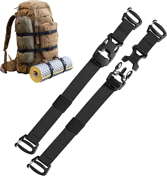 2-Pack Adjustable Nylon Tactical Backpack Straps for Outdoor Use