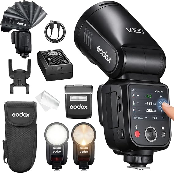 Godox V100F Camera Flash Speedlite, V100 F Touch Screen Flash,TTL HSS 1/8000s, Compatible with Fujifilm X100VI XS20 XS10 XT30 II XT5 XM5 GFX50S GFX50R X-T4 X-T3 etc