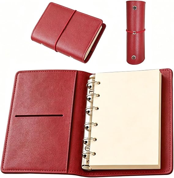 Burgundy 6-Ring A7 Ring Binder - 50 Blank Insert Sheets