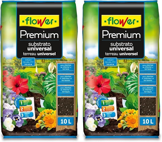 Flower - Premium Universal Substrate 10 L | Soil for Indoor and Outdoor Plants | with Perlite and Coconut Fiber | Optimal Drainage, Rooting and