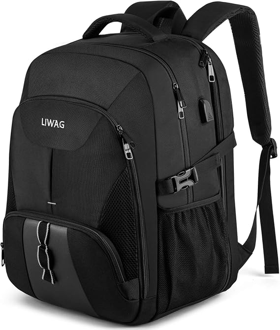 Large Men's Backpack 50L Laptop Backpack 17 Inches Waterproof Anti-theft Laptop Backpack with USB Port Laptop Backpack Bag for Business Work Daily Travel School – Black