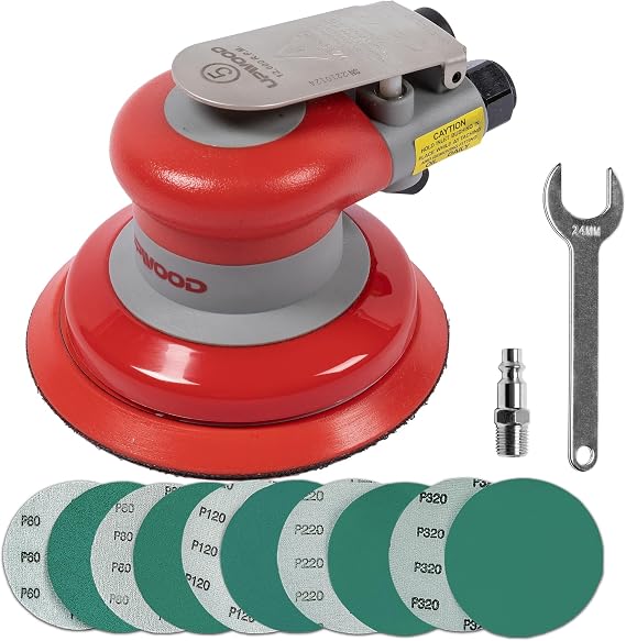 5 Inch Pneumatic Orbital Sander, Non-Vacuum, 3/16" Orbit