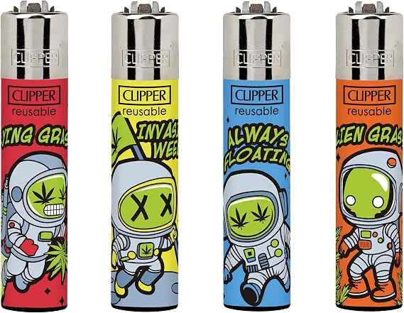 4 x CLIPPER LIGHTERS -no feul (ASTRO WEEDS 2)