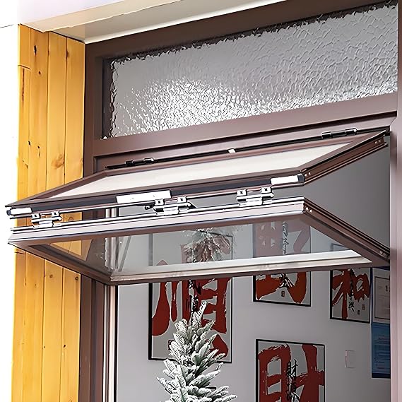 Aluminum Concession Window, Folding Sliding Serving Window with Reinforced Glass, Lockable Vertical Fold-Up Design for Restaurants and Coffee Shops