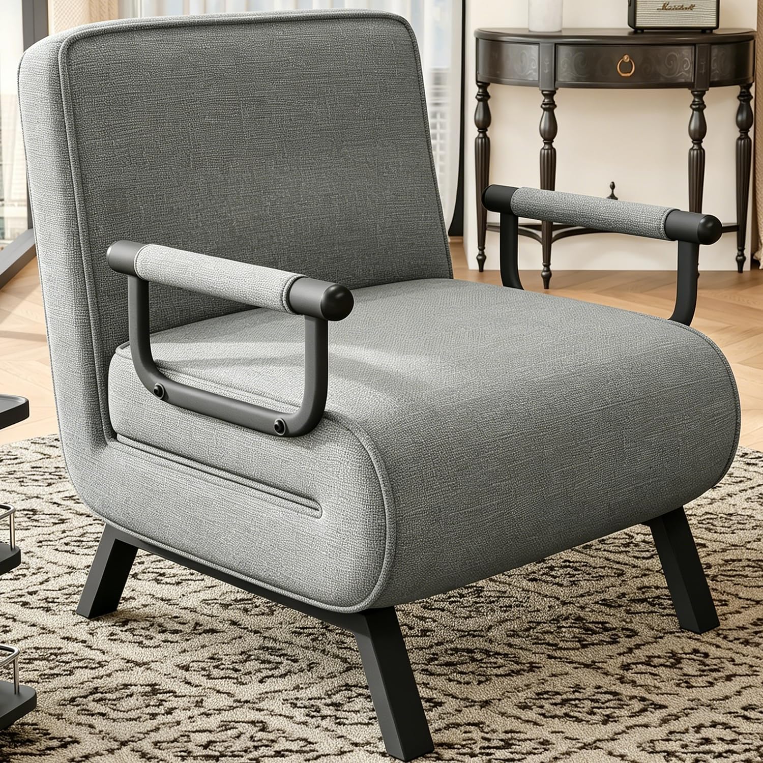 Hawthyhome Folding Sofa Bed, 4-in-1 recliner, sofa bed with bed function, space-saving guest, recliner with adjustable Shower Head with Hose Kitchen Tap (Drak Grey, Single bed)