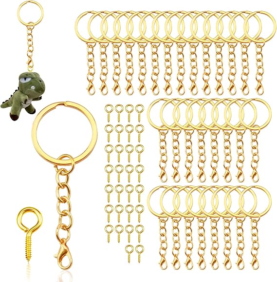 30PCS Key Chains for Craft Golden Keyring Chain 25mm Metal