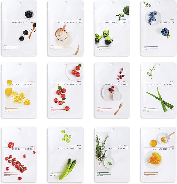 EUNYUL [Pack of 12] Daily Care Face Sheet Mask Pack 12 types Korean Skincare Hydrating Facial mask pack