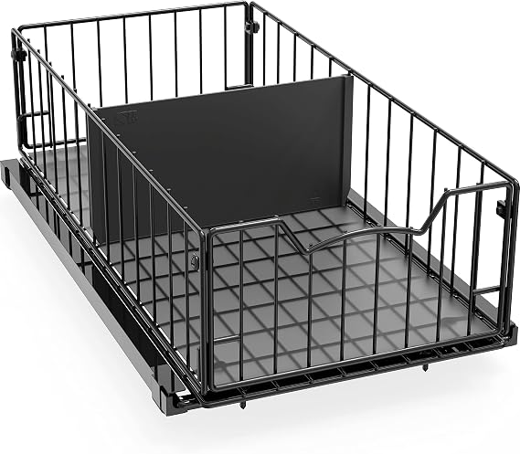 Simple Houseware Pull Out Cabinet Sliding Basket, Black