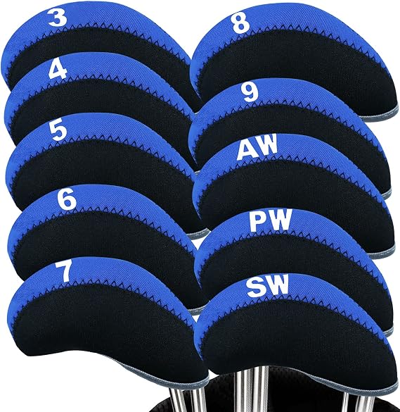FINGER TEN Golf Iron Head Covers Neoprene Set of 10