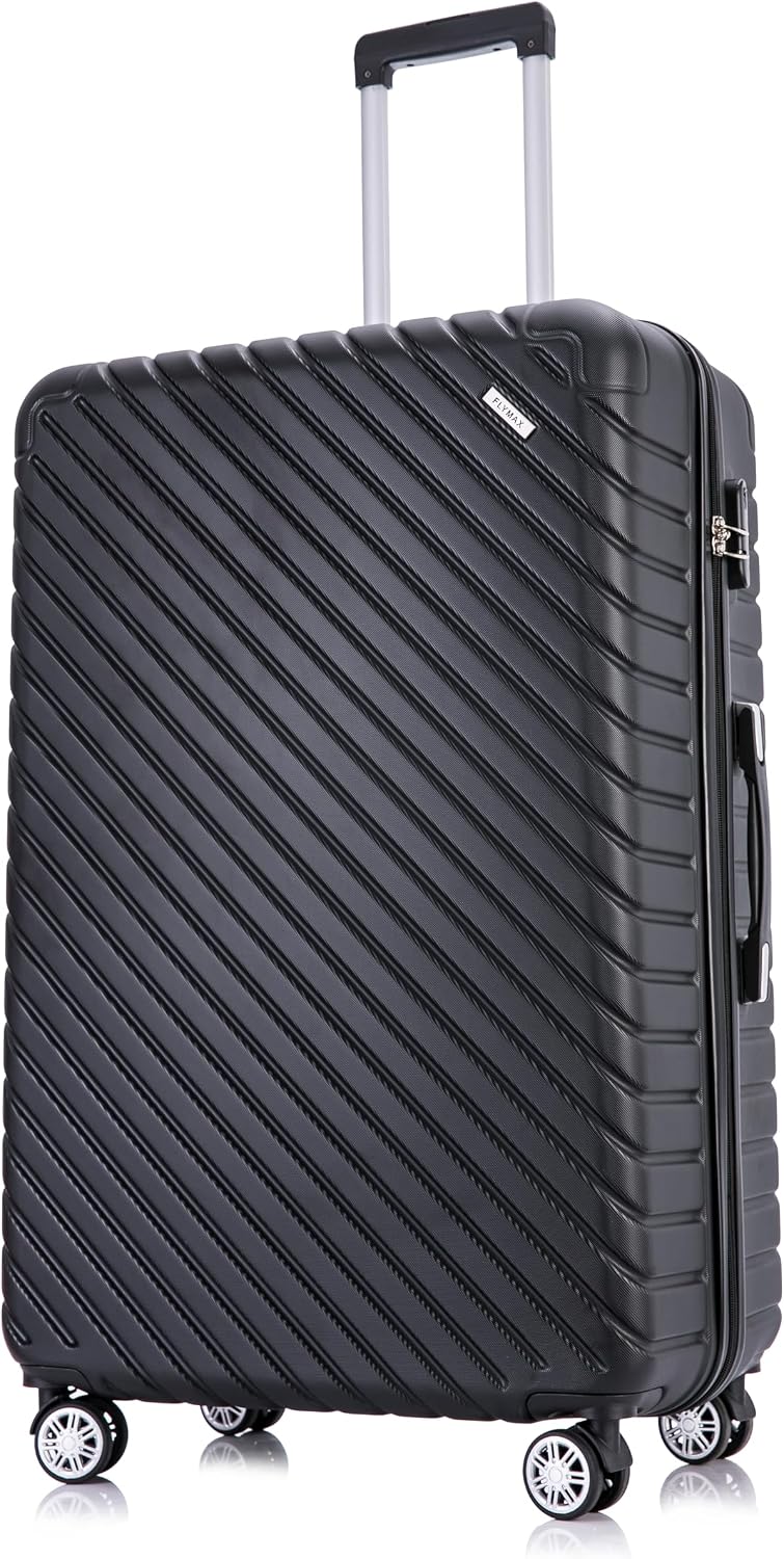 FLYMAX 24" Medium Suitcase 4 Wheel Lightweight Luggage Hard Shell ABS Travel Case Hold Check in Fits 15kg - 20kg Medium Size + 3 Digit Lock + Telescopic Handle 67 Litre Capacity