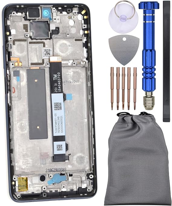 Display Screen Touch Digitizer with Screen Frame for Xiaomi Redmi Note 9 Pro 5G Blue 6.67