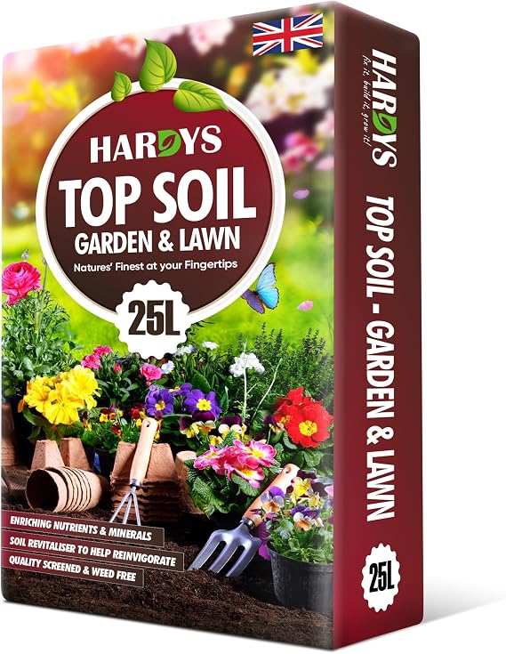 Hardys Top Soil for Garden & Lawn 25L - Loam & Sand Based Enriched Top Soil