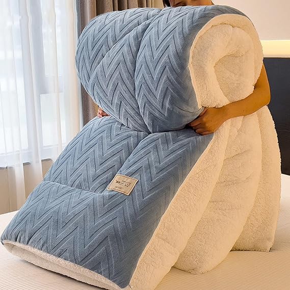 Warm Comforter for Winter, Thicken Warm Lamb Cashmere Blanket Quilt Heavy King size Sherpa Quilt Lamb Fleece Comforter Core(A,200x230cm/4.0kg)