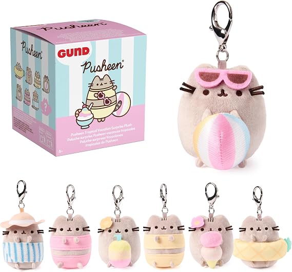 GUND Pusheen トロピカルバケーション 3インチ サプライズぬいぐるみ 箱から8種類のうち1つ