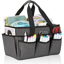 Craft Storage Organizer Tote Bag, Art Organizer,Cleaning Supply Caddy, Car Organizer for Tool Supplies, Carrying Bag with Handle for Multi-Purpose, Organizer Caddy for Pets (Grey)