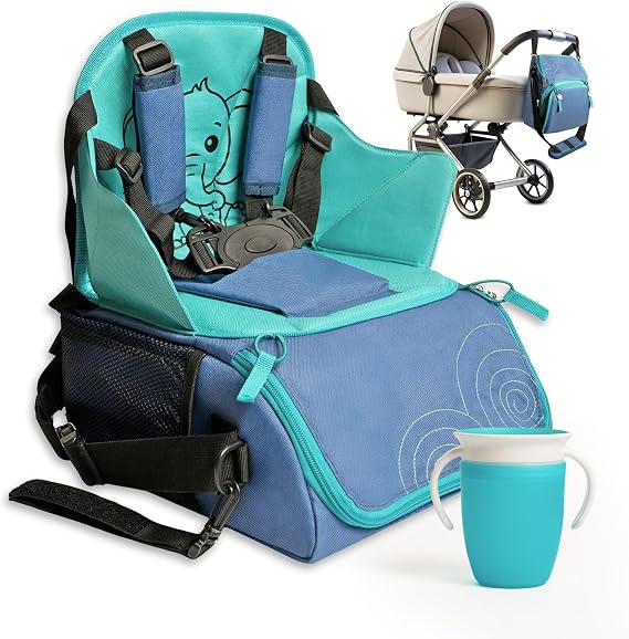 Portable Baby High Chair with 5-Point Harness and Learning Cup – Booster Chair for Children 6 to 36 Months