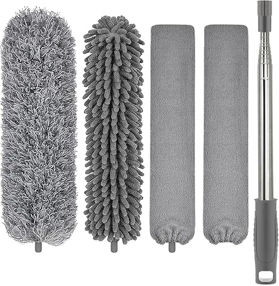 Microfibre Feather Duster Kit with 30–100 Inch Pole and 4 Cleaning Heads