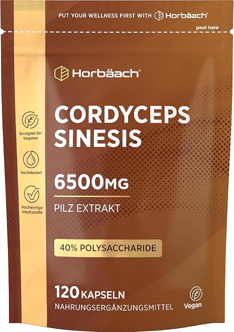 Cordyceps Kapseln Hochdosiert 6500mg 4 Monate Vorrat - 120 Vegane Stk Cordyceps Sinesis Pilz 10:1 Extrakt Hochdosiert Horbaach